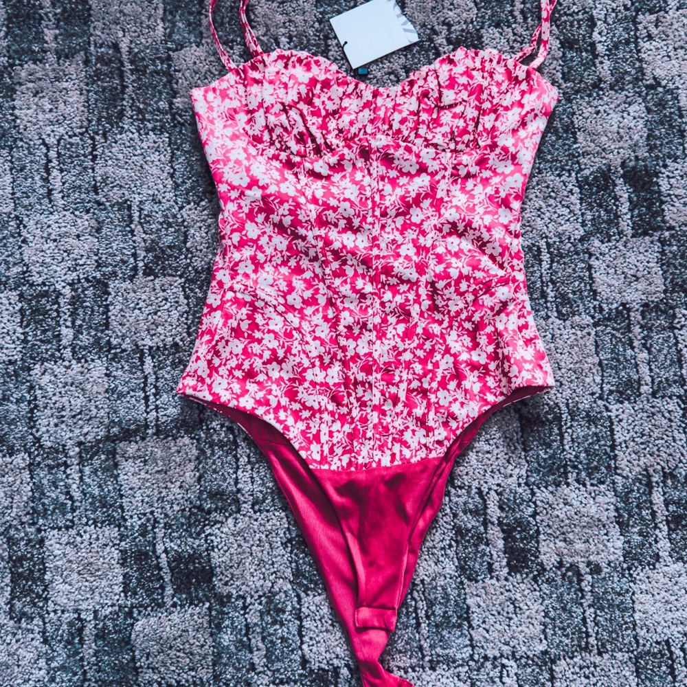 Zara Pink Floral One-Piece body suit
